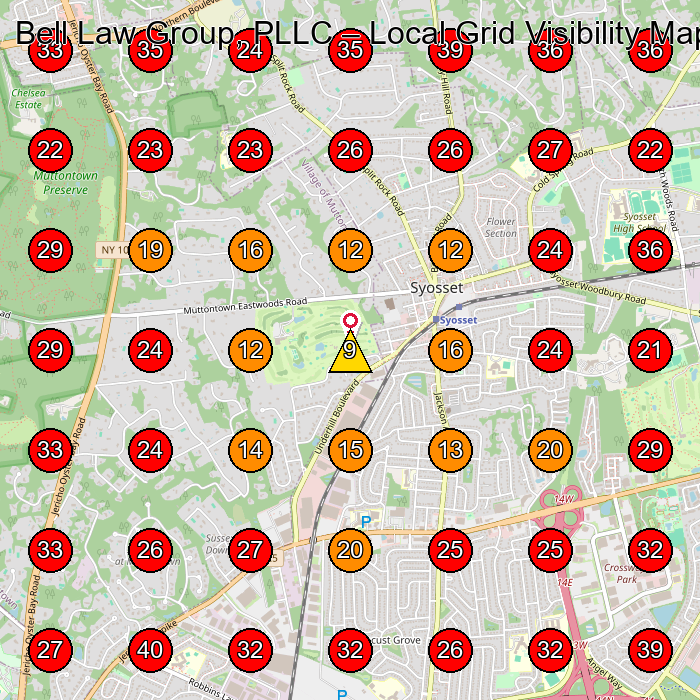 Bell Law Group, PLLC GeoGrid visibility map for Employment Attorney in Mineola